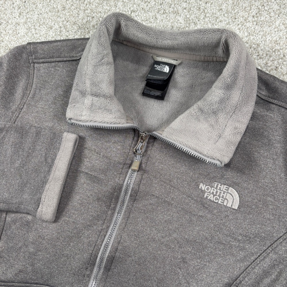 The North Face Fleece Jacket Womens Large Gray Full Zip Mock Neck Activewear